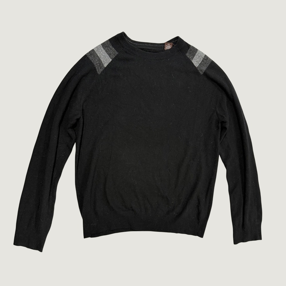 Men's Cashmere Blend Lambs Wool Sweater Pullover Fall Casual Office Cool Black S